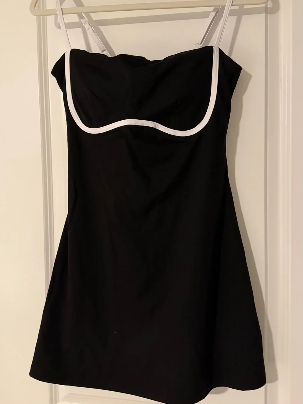 Classic Black Athletic Dress with White Trim